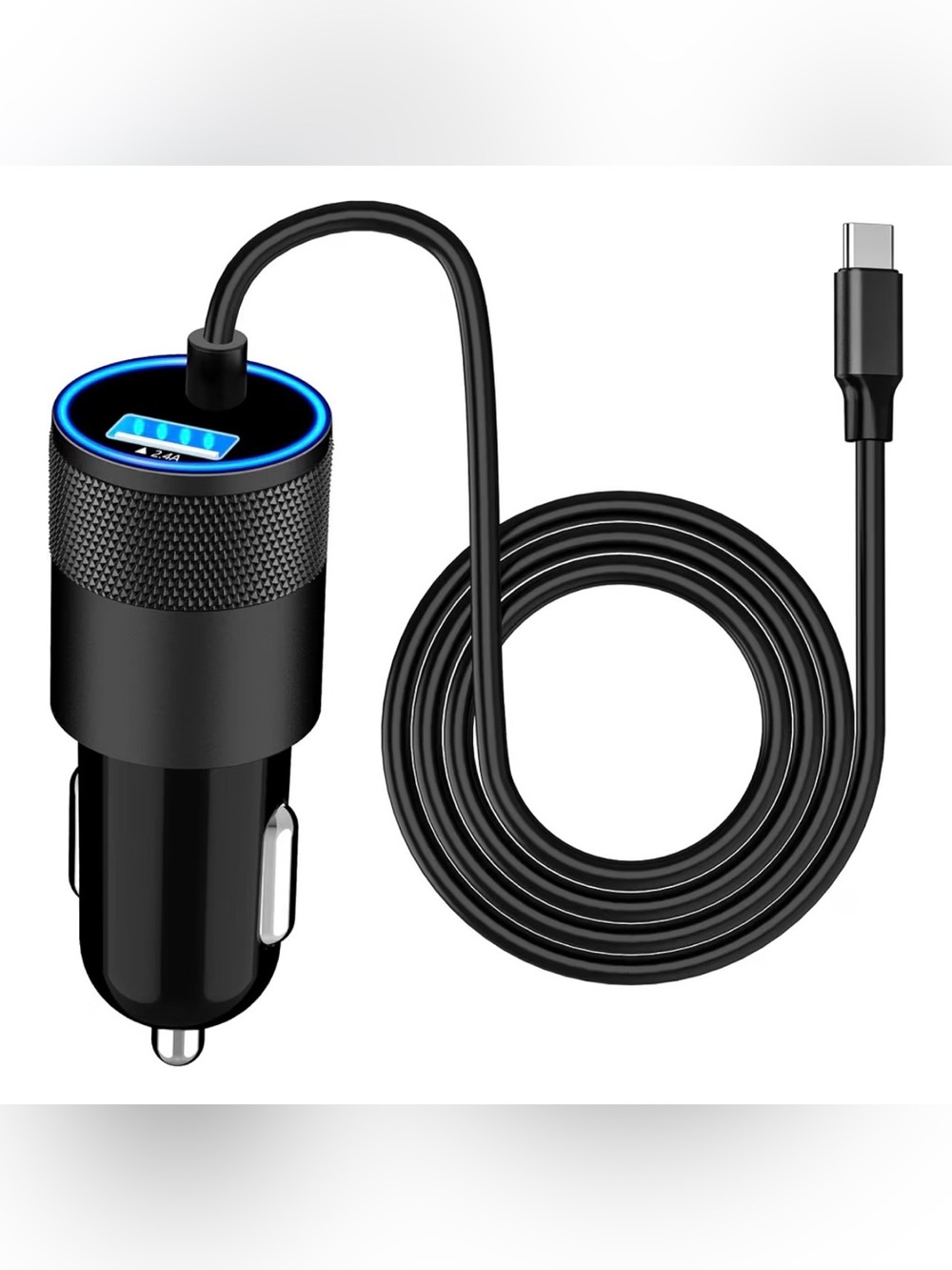 Caiinea Black Apple MFi Certified iPhone 18 Pro USB-C 6FT Dual Port Car Charger
